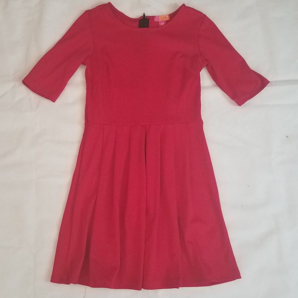 Cherry Red Skater Dress with sleeves M